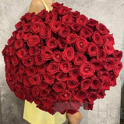 Букет 101 красная роза 50 см Россия