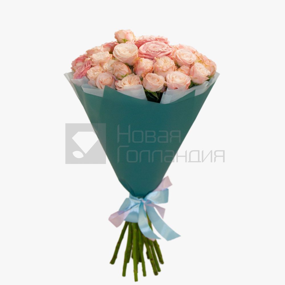 Букет 15 розовых пионовидных роз 40 см NEW