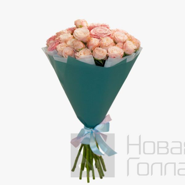 Букет 15 розовых пионовидных роз 40 см NEW