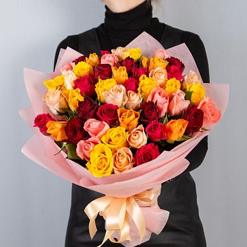 Букет 51 роза ассорти 40 см Кения Букет 51 роза ассорти 40 см Кения