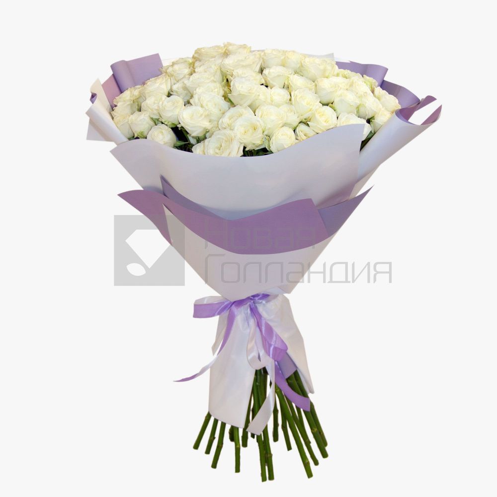 25 белых кустовых пионовидных роз Эквадор