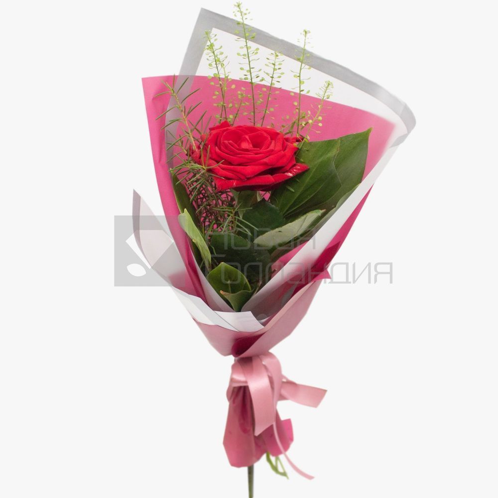 Букет красная роза с декором