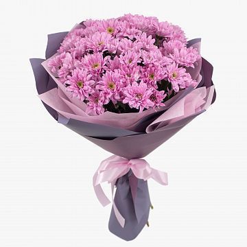 Букет 11 розовых кустовых хризантем