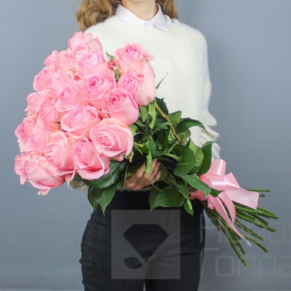 Букет 21 розовая роза Премиум Эквадор 50 см