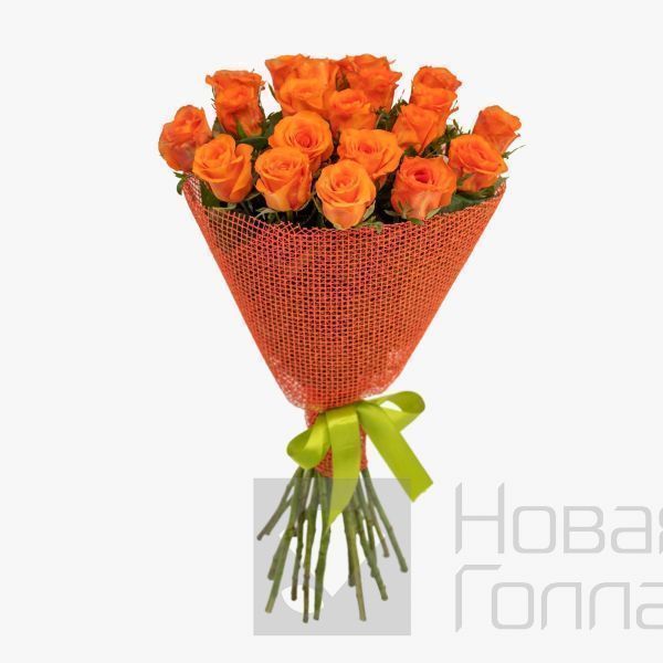 Букет 21 оранжевая роза 40см