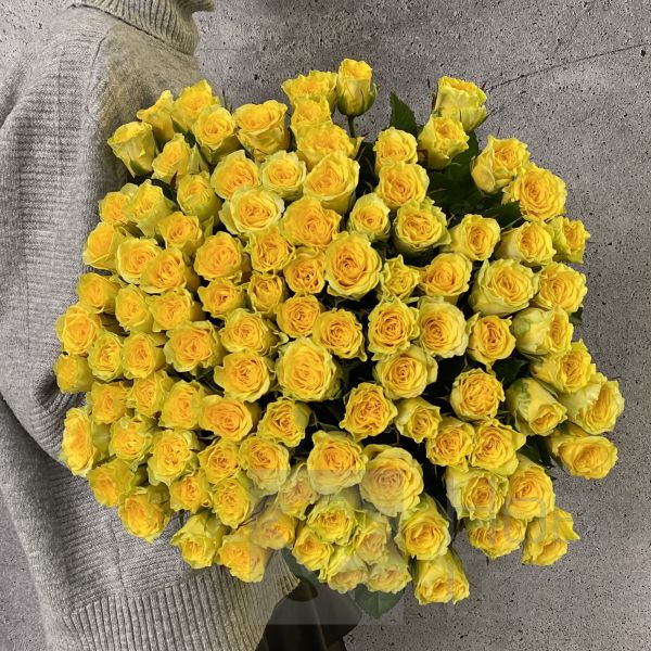 Букет 101 желтая роза 50 см Россия