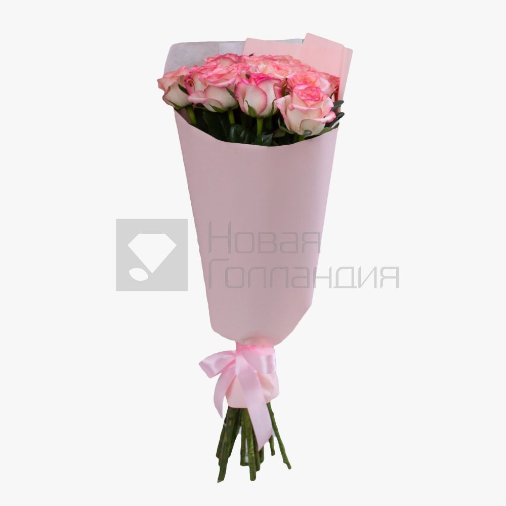 Букет 15 розовых роз 60 см