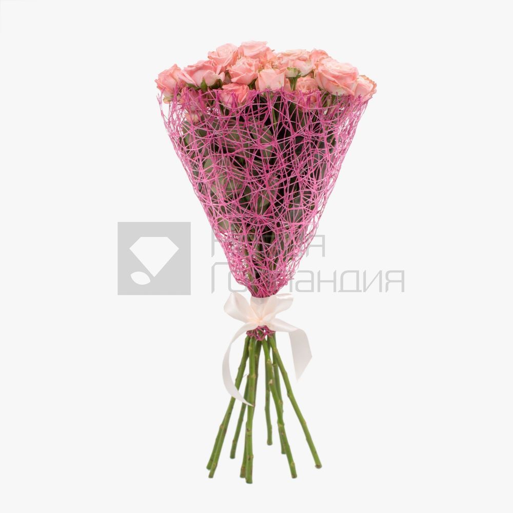 Букет 9 розовых пионовидных роз 40 см NEW
