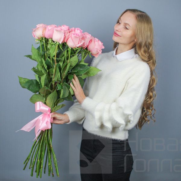 Букет 21 розовая роза Премиум Эквадор 50 см