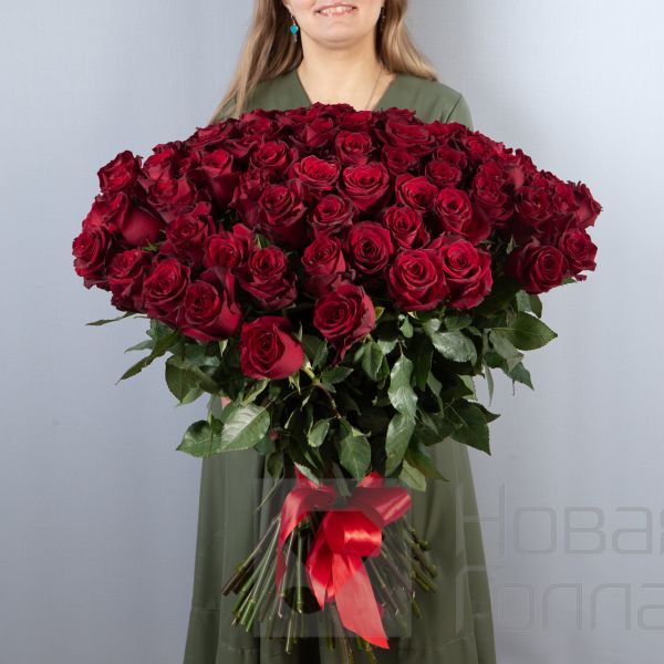101 красная роза Премиум Эквадор 50 см
