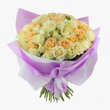 Букет 55 кремово-белых роз 40 см Букет 55 кремово-белых роз 40 см