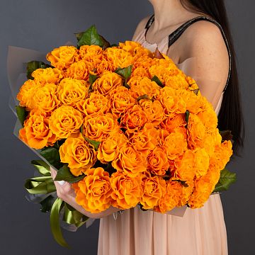 55 оранжевых роз 50 см.