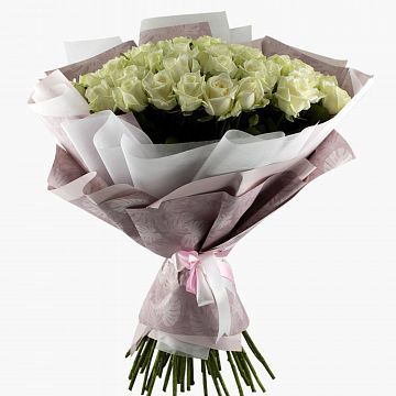 55 белых роз 60см 55 белых роз 60см