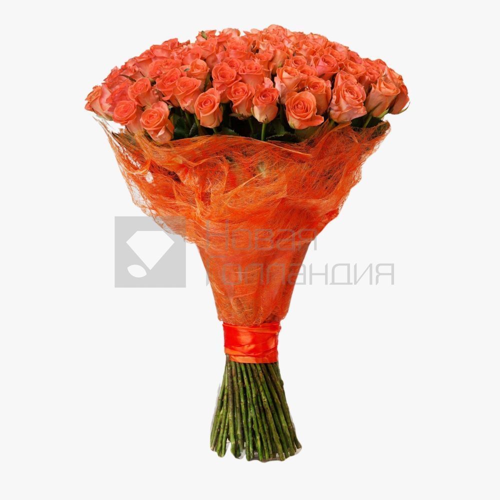 101 оранжевая роза 60 см
