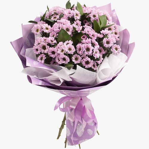 Букет из 15 розовых хризантем сантини