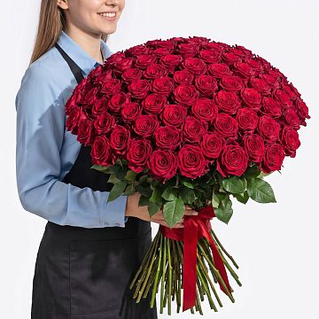 Букет 101 красная роза 50 см