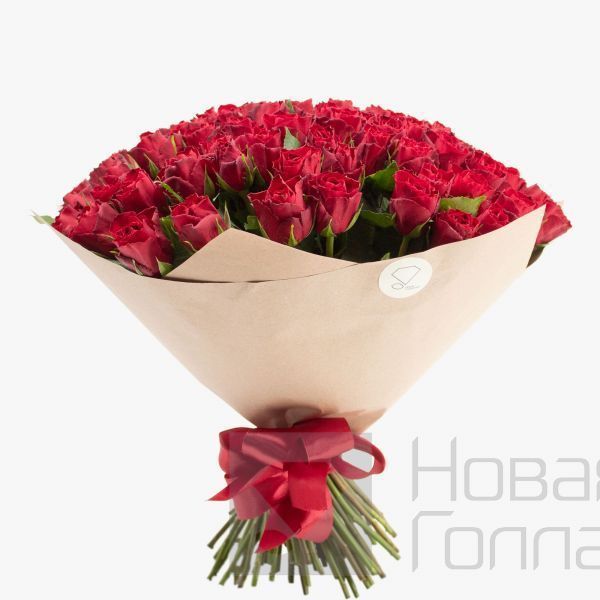 Букет 101 красная роза 40 см Кения