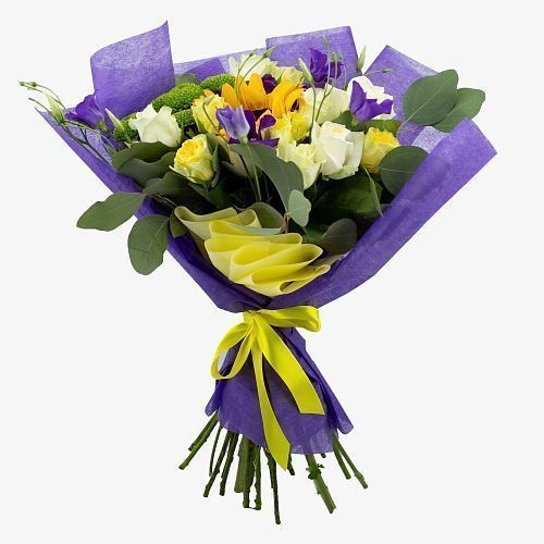 Букет подсолнух в розах