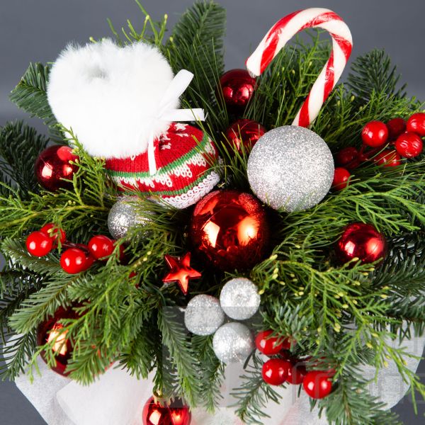 Композиция в маленькой коробке новогодней №2