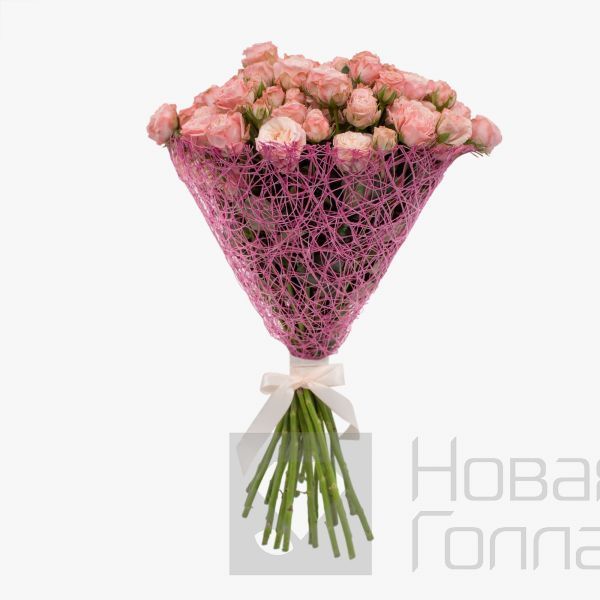 Букет 25 розовых пионовидных роз 40 см NEW