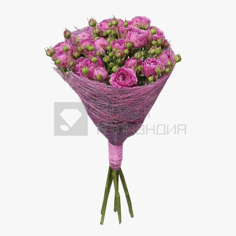 Букет из 9 розовых кустовых пионовидных роз 50 см