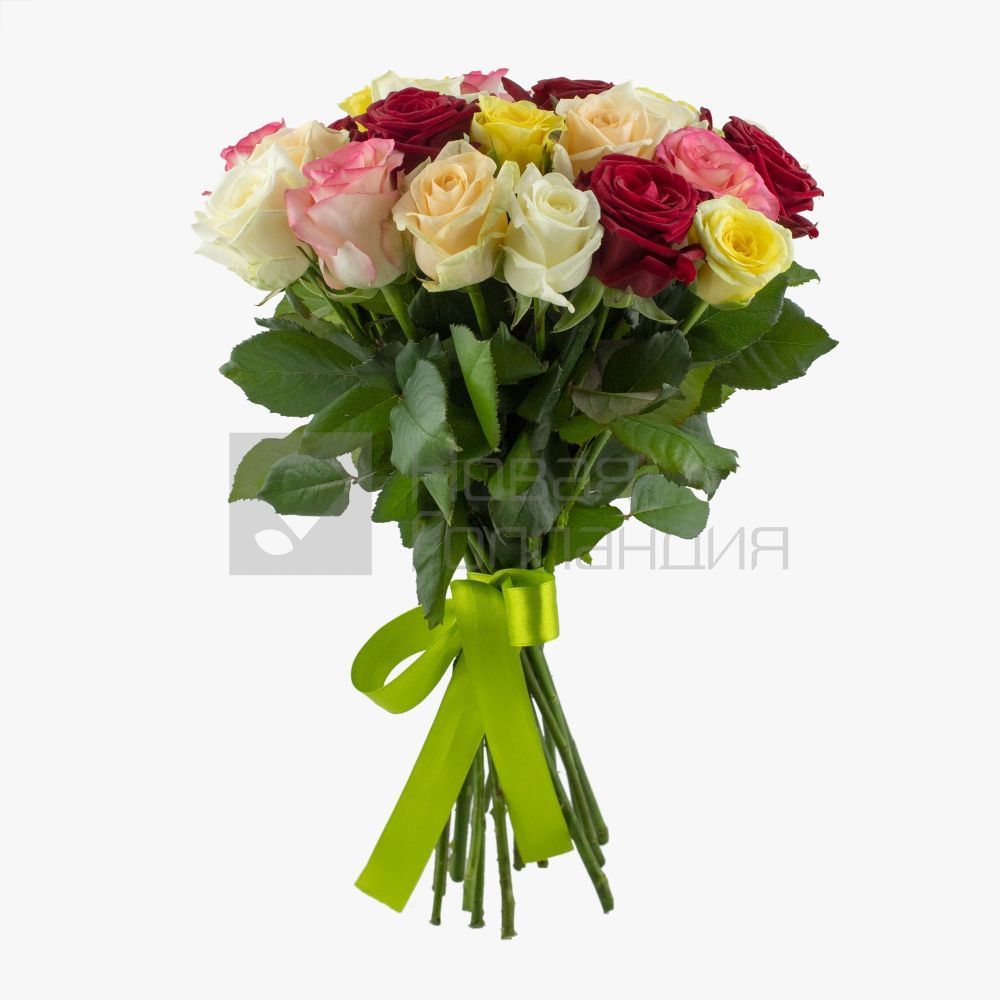 Букет 25 роз микс 40 см с доставкой в Москве.
