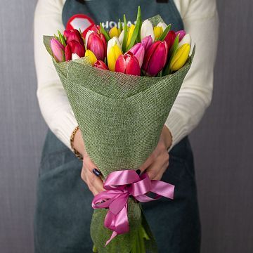 Букет 35 тюльпанов микс-7