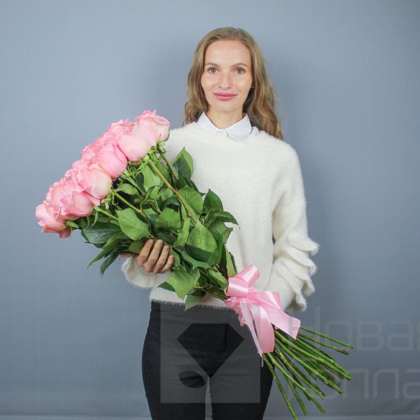 Букет 21 розовая роза Премиум Эквадор 50 см