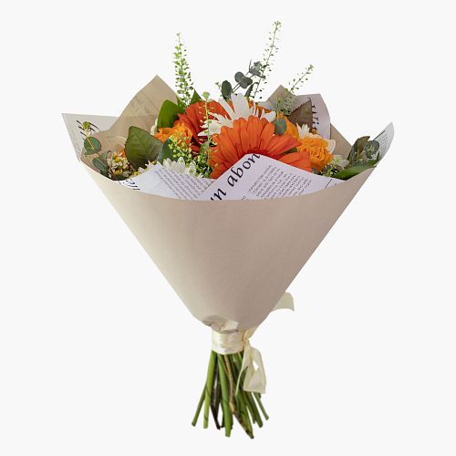 Букет Бархатный сезон из герберы и роз