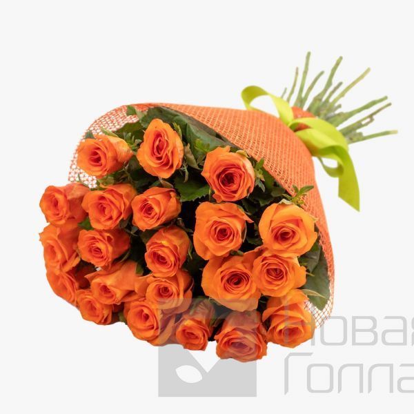 Букет 21 оранжевая роза 50см.