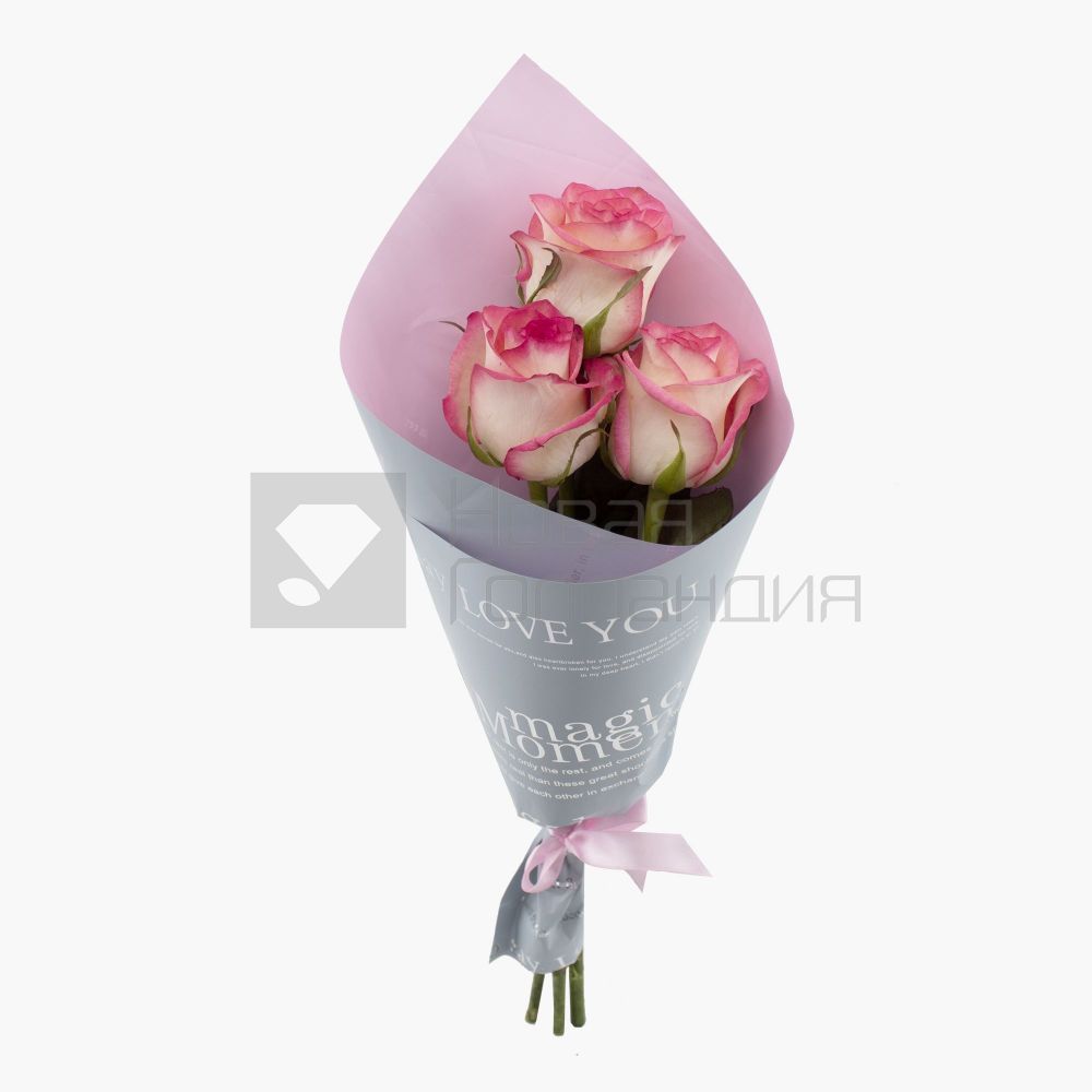 Букет из 3 розовых роз (9)