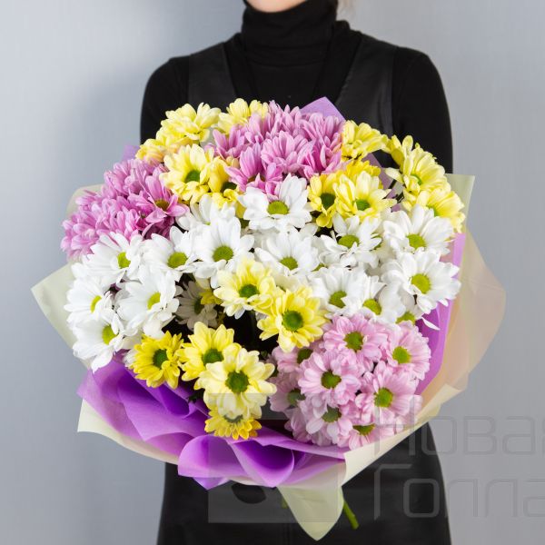 Букет Лучики солнца 9 ромашковых хризантем микс