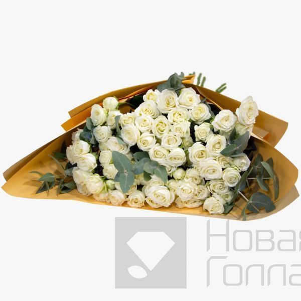 15 белых кустовых пионовидных роз Эквадор