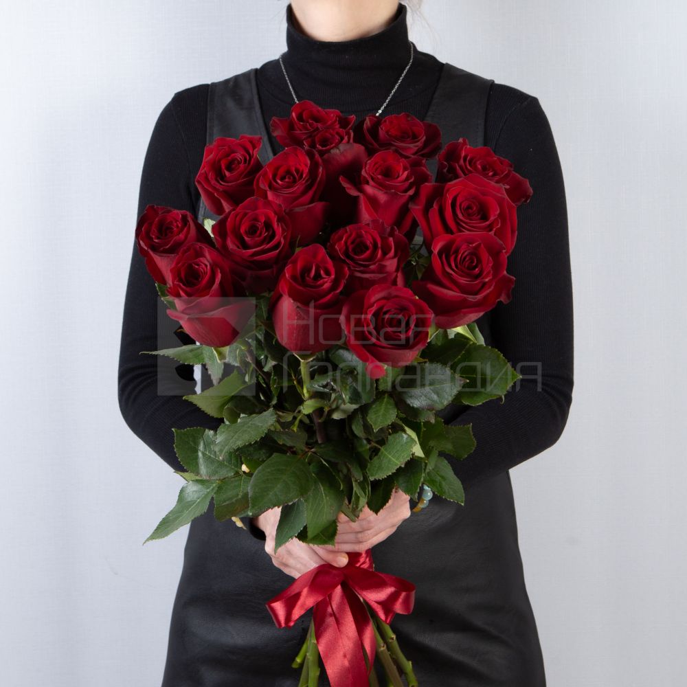 15 красных роз Премиум Эквадор 50 см