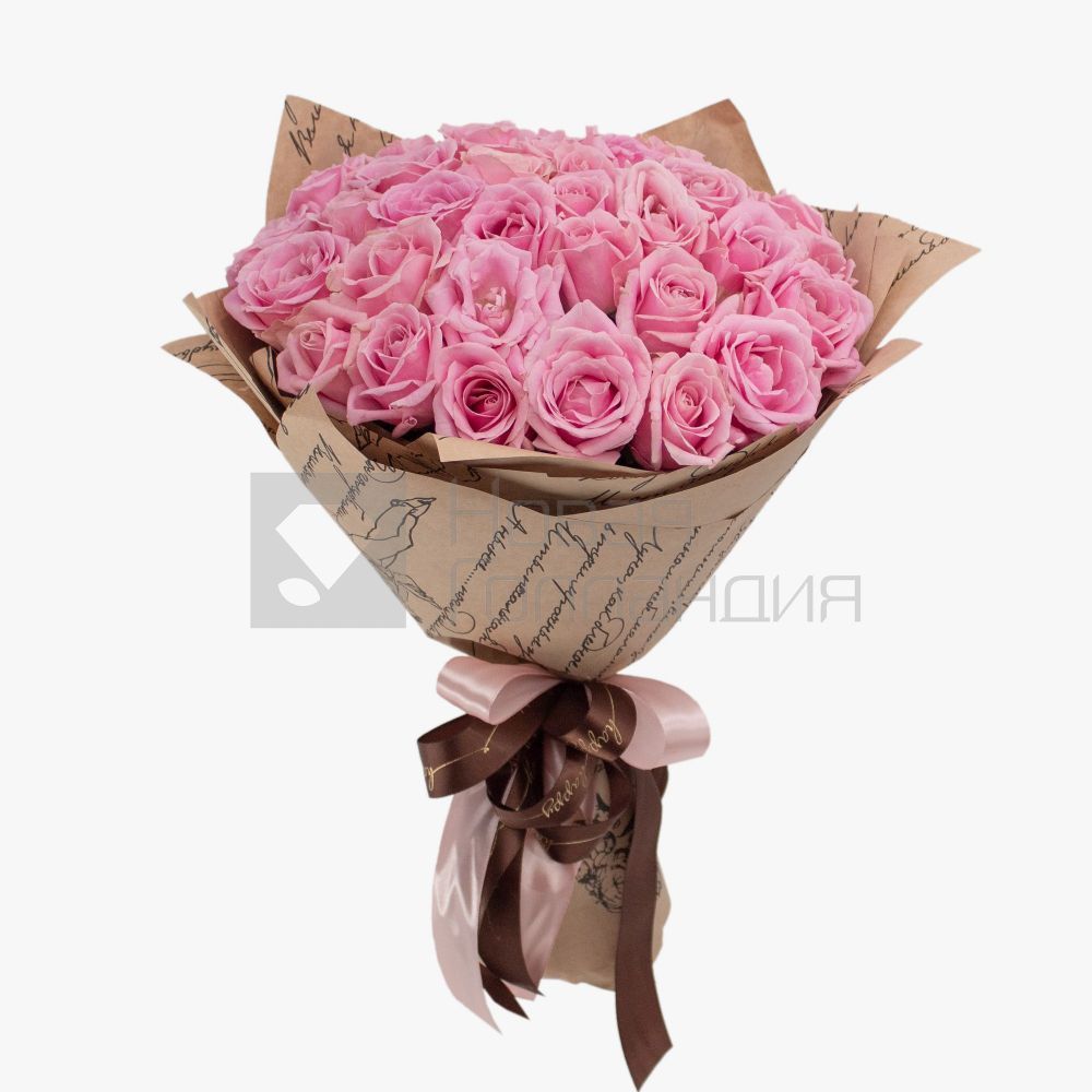 Букет 35 нежно-розовых роз 50 см