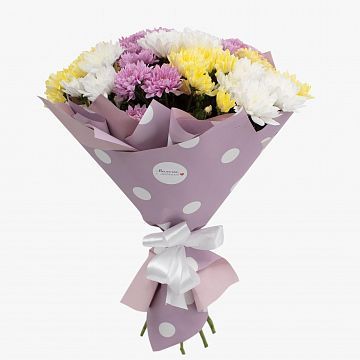 Букет 9 кустовых хризантем ассорти "Маме"