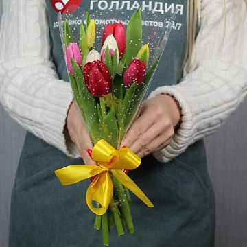 Букет 9 тюльпанов микс-10