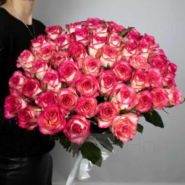 Букет 51 розовая роза 40 см