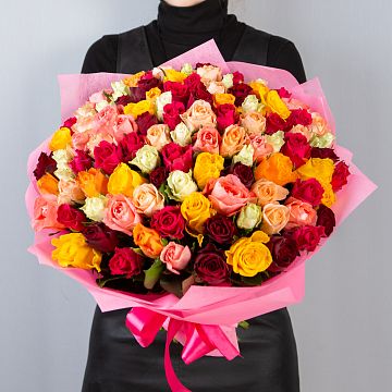 Букет 101 роза ассорти 40 см Кения Букет 101 роза ассорти 40 см Кения