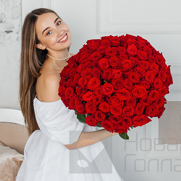 101 красная роза 40 см Россия
