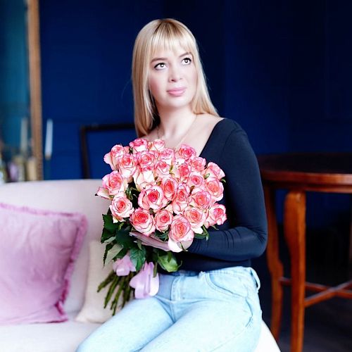 Букет 25 розовых роз Премиум Эквадор 50 см