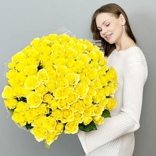 Букет 101 желтая роза 50 см 