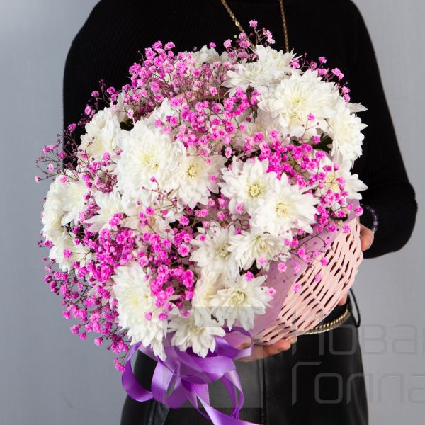 Ромашковые хризантемы в корзине - 3