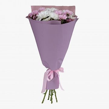 Букет 5 хризантем в крафте Букет 5 хризантем в крафте