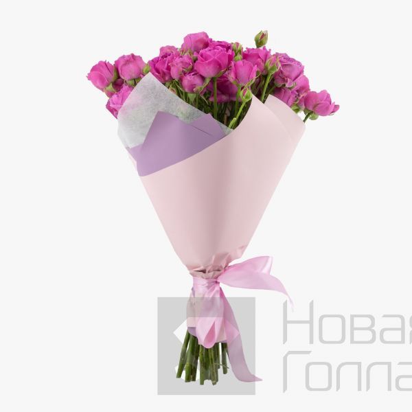 Букет из 17 розовых кустовых пионовидных роз