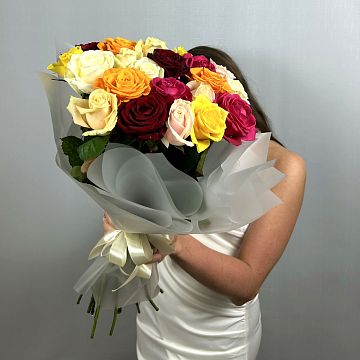 Букет 21 роза микс 50 см Букет 21 роза микс 50 см