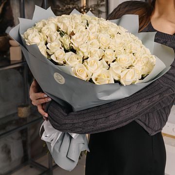 Букет 101 белая роза 40 см Букет 101 белая роза 40 см