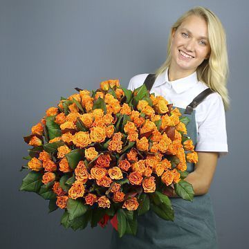 Букет 101 оранжевая роза 50 см Букет 101 оранжевая роза 50 см