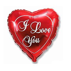 Воздушный шар сердце красный I Love You