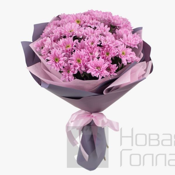 Букет 11 розовых кустовых хризантем